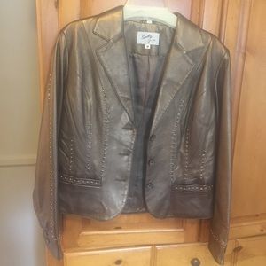 Copper color leather blazer